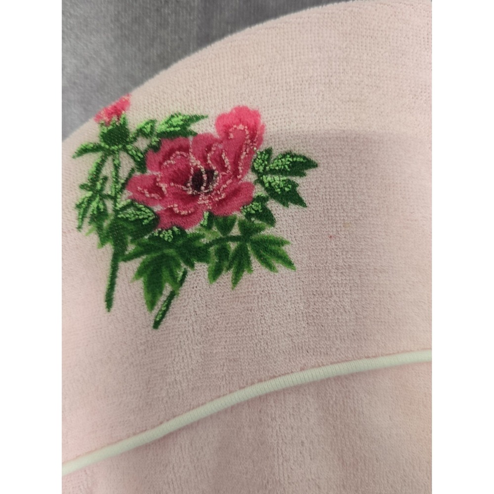 VTG 80s Montgomery Ward Pink Terry Cloth Shorts Set Floral Top L - Picture 5 of 15